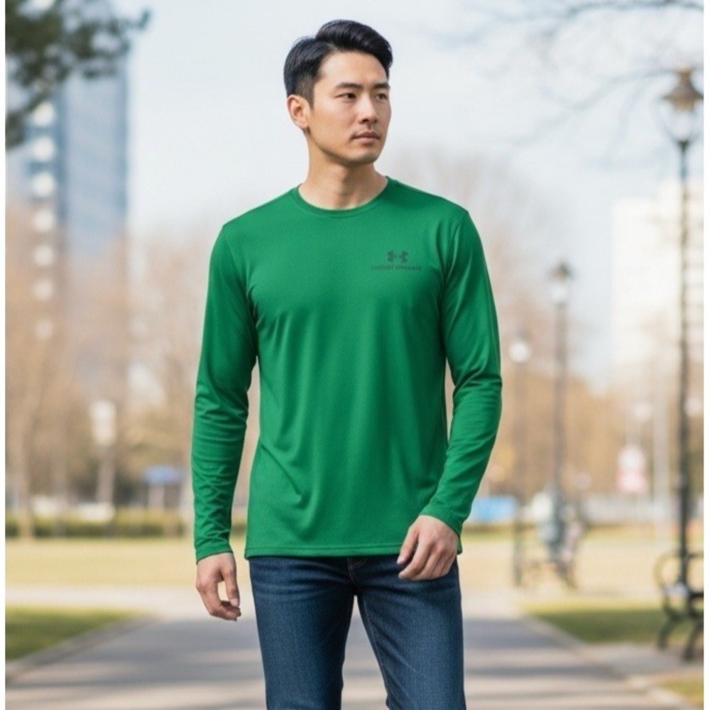 Under Armour Rush Men's S Lightweight Activewear LS Tee‎ T-Shirt Green 1035